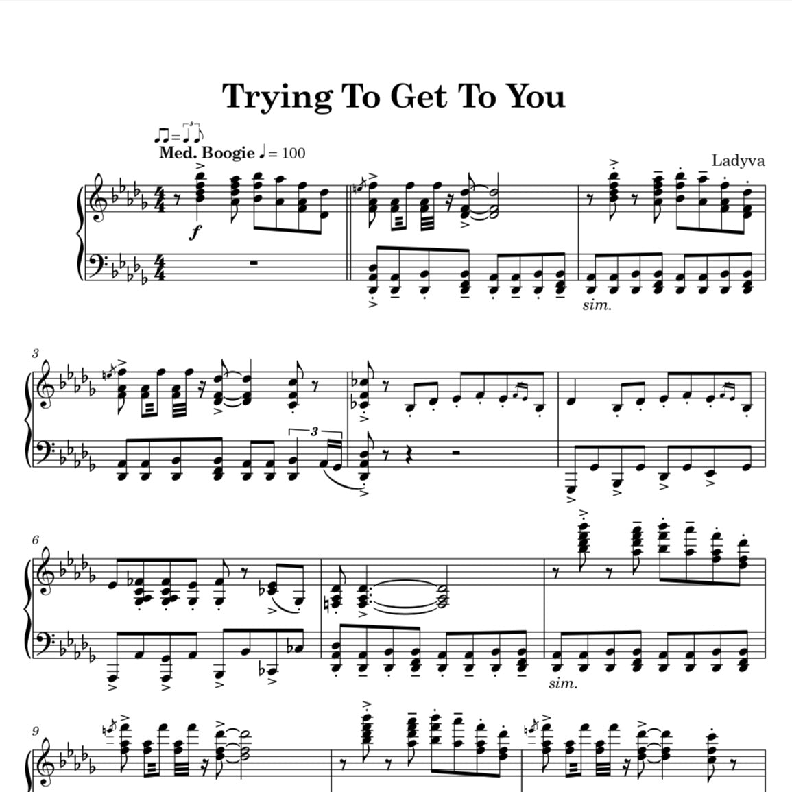 Sheet Music - Trying To Get To You (PDF)